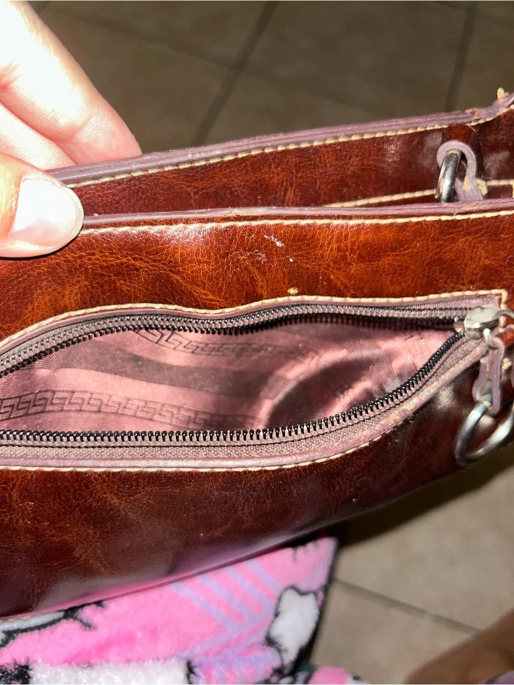 Y2K Brown shoulder purse with a large 'S'